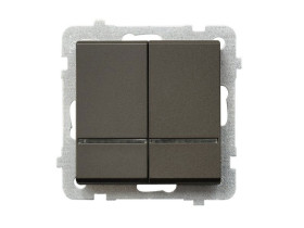 SONATA Wyłącznik podwójny świecznikowy z podświetleniem czekoladowy metalik ŁP-2RS/m/40 OSPEL