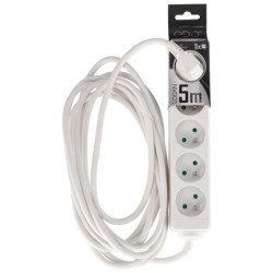 Przedłużacz domowy przenośny LOGAN White 5 - krotny z uziemieniem 5m EDO777559 EDO