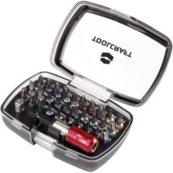 Toolcraft 1613599 Bit Set 32-Piece Colour-Coded Case Belt Clip