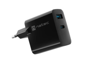 Ładowarka sieciowa NATEC RIBERA GAN 1X USB-A + 1X USB-C 45W czarna NUC-2143
