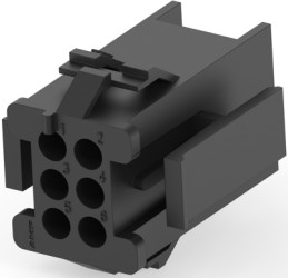 Pin header, 6 pole, pitch 4.2 mm, straight, black, 1-640510-0