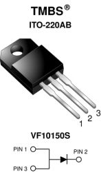 VF10150S High-Voltage Trench MOS Barrier Schottky Rectifier Ultra Low VF = 0.59 V at IF = 5 A