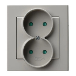 SONATA Gniazdo podwójne z przesłonami torów prądowych, kompletne z ramką kaszmir GP-2RP/82