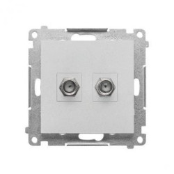 Simon 55 Gniazdo antenowe typu F” podwójne (moduł). Do instalacji indywidualnych. Aluminium mat TASF2.01/143