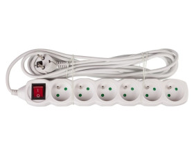 Przedłużacz z wyłącznikiem 6-gniazd z/u 5m /H05VV-F 3G1/ biały P1615