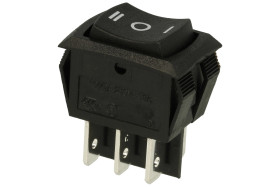 Przełącznik; klawiszowy (kołyskowy); MR3-230-C6-BBNWC; ON-OFF-ON; 2 tory; czarny; bez podświetlenia; bistabilny; konektory 4,8x0