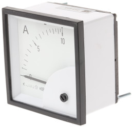 Amperomierz analogowy panelowy AC zakres 0/10A Direct Connected wysokość wycięcia: 72mm wartość 0/10A Direct Connected