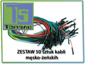 Zestaw 50 sztuk kabli połączeniowych pomiarowych męsko-żeńskich 30 cm