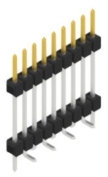 Pin header, 9 pole, pitch 2.54 mm, angled, black, 10051879