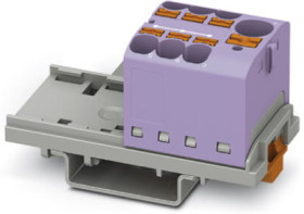 Distribution block, push-in connection, 0.2-6.0 mm², 7 pole, 32 A, 6 kV, purple, 3273608