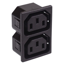 2 Way C13 IEC Snap-Fit Outlet Connector 10A