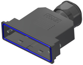 D-Sub connector housing, size: 5 (DD), straight 180°, cable Ø 14 to 16 mm, PBT, black, 15-004750
