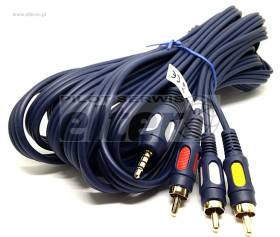 Kabel Jack AUX 3,5mm(4)-3xRCA cinch 5,0m łezka