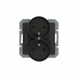 Opal Gniazdo wtyczkowe podwójne 2x2P+Z z zabezpieczeniem przeciwprzepięciowym kolor czarny matowyGPt-6Z Op moduł CZ