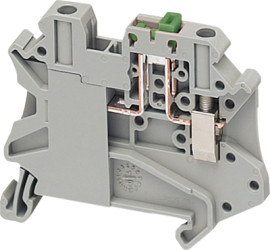 Knife disconnect terminal block, 2 pole, 0.14-6.0 mm², clamping points: 1, gray, screw connection, 20 A, NSYTRV42SC