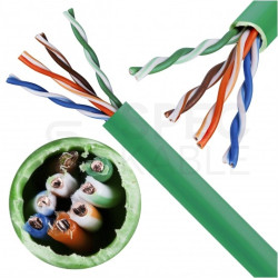 Kabel sieciowy U/UTP kat.5e skrętka 4x2x0,51mm wewnętrzny Eca bezhalogenowy LSOH zielony Corning
