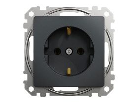 SEDNA DESIGN & ELEMENTS Gniazdo pojedyncze z uziemieniem schuko czarny antracyt SDD114025 SCHNEIDER ELECTRIC