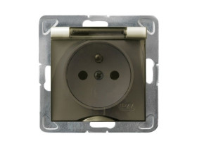 IMPRESJA Gniazdo pojedyncze z uziemieniem IP44 z klapką ecru GPH-1YZ/m/27/d OSPEL