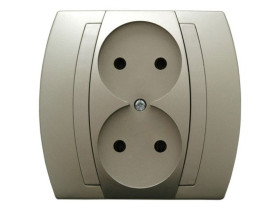 GAZELA Gniazdo podwójne bez uziemienia satyna GP-2J/16/16 OSPEL