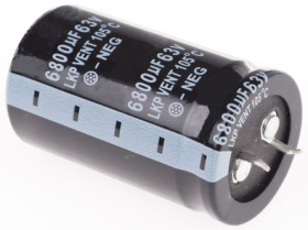 Kondensator 6800μF 63V dc Zatrzaskowy RS PRO roztaw: 10mm 30 (Dia.) x 50mm