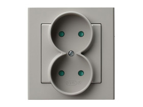 SONATA Gniazdo podwójne z przesłonami kompletne z ramką kaszmirowy GP-2RP/82 OSPEL