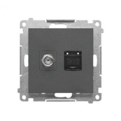 Simon 55 Gniazdo antenowe typu F” + RJ45 kat.6 (moduł) Grafitowy mat TASFRJ45.01/116