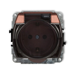 TREND Gniazdo bryzgoszczelne z/u SCHUKO (klapka dymna) brązowy metalik 9GPB-1sdp