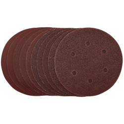 Draper 55069 Sanding Discs, 150mm, Hook &amp; Loop, Assorted Grit, (Pack of 10)
