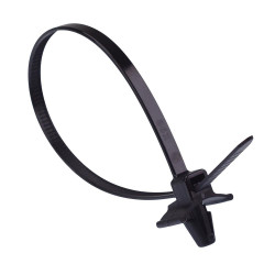 4.8mm x 200mm Black Wing Push Mount Cable Tie - Pack of 100