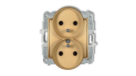 Mini Gniazdo Podwójne Z/U Złote 29Mgpr-2Z