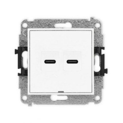 MINI Mechanizm gniazda podwójnego 2xUSB C-C, bez pola opisowego biały mat 25MGUSBBO-8
