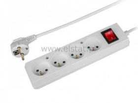 Przedłużacz 4GN 3m, biały; wyłącznik; (3x1mm2)