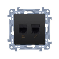 Simon 10 Gniazdo komputerowe pojedyncze RJ45 kategoria 6 (moduł) czarny mat C61.01/49