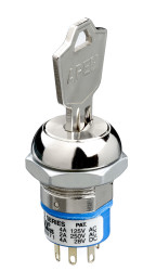 Przełącznik blokady z kluczem, DP3T, 4 A 3-Way, -30 → +85°C