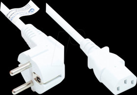 P0130-W025 power cord type E+F CEE 7/7 to C13 , white, 1,00 mm², 2,5 m