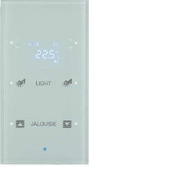 KNX TS Sensor dotykowy 2-kr z reg. temp., konfigurowalny, szkło, biały 75642130
