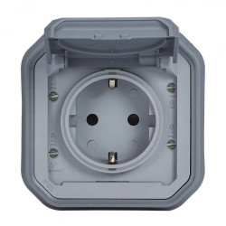 NOWE PLEXO 55 Gniazdo Schuko 2P+Z zaciski śrub komplet podtynkowy 16A - 250V AC szare 069833L