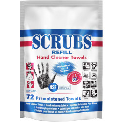 SCRUBS 042270 Hand Wipes 72 pieces cleans tough dirt dual texture no water