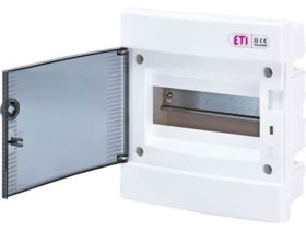 Rozdzielnica podtynkowa 8 modułowa 1x8M drzwi transparentne IP40 ECM8PT 001101010 ETI