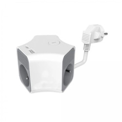 Przedłużacz stały 3x z włącznikiem oraz gniazdami USB A USB C 2m PS-370WS/K+USBA+USBC/2 E W-30019