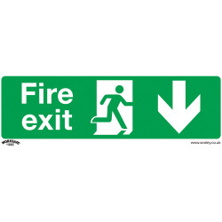 Worksafe SS22V10 Safety Sign Fire Exit (Down) - Self-Adhesive Vinyl - PK10
