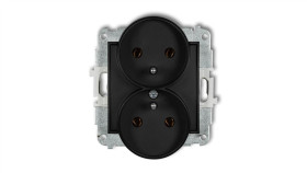 Mini Gniazdo Podwójne Z/U Czarny Mat 12Mgpr-2Z