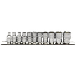 Draper Expert 16488 1/4" Sq. Dr. Imperial socket on Metal Rail (11 Piece)