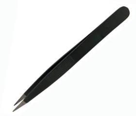 ESD tweezers, uninsulated, antimagnetic, carbon steel, 120 mm, BYB-7-30L0105