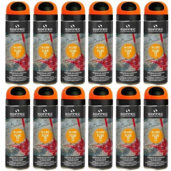 Farba geodezyjna do znakowania spray pomarańczowa 12 sztuk SOPPEC Fluo T.P.