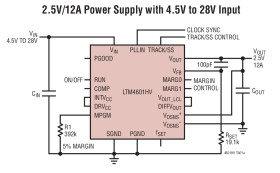 12A 28VIN DC/DC µModule (Power Module) Regulator with PLL, Output Tracking and Margining