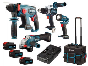 Zestaw 3 elektronarzędzi Erbauer z latarką