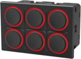 EAO Series 09 In Cabin Keypad 6PB, Hardwired/ 12V,Screw-in, LED red, Symbol Inserts Blanc