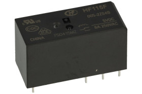 Przekaźnik; elektromagnetyczny miniaturowy; HF115F-005-2ZS4 B (JQX115); 5V; DC; 2 styki przełączne; 8A; 250V AC; do gniazda; do