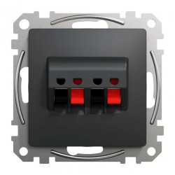 Gniazdo głośnikowe podwójne, czarny antracyt, Sedna Design i Elements SDD114411